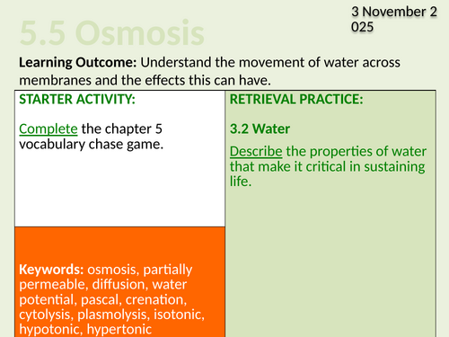 OCR Biology A- 5.5 Osmosis