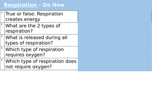 GCSE Biology Revision Resource Respiration complete lesson | Teaching ...