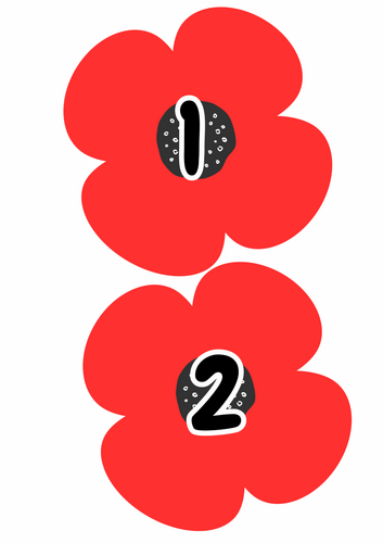 Remembrance day - numbers to 20- poppy