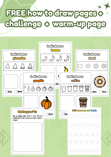 Free drawing food pages - step by step for kids | Teaching Resources