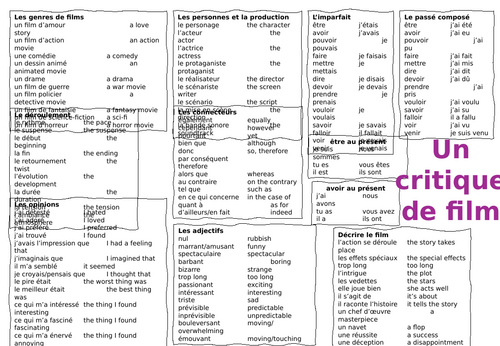 Un critique de film learning mat | Teaching Resources