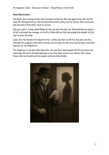 An Inspector Calls - Daisy Renton / Eva Smith - Character Analysis ...