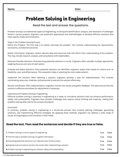 Problem Solving in Engineering Reading Comprehension Passages ...