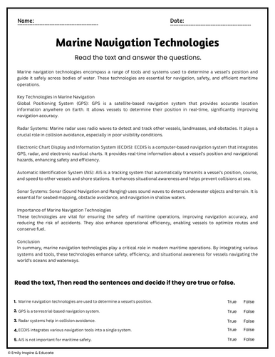 Marine Navigation Technologies Reading Comprehension Passages ...
