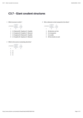 AQA Chemistry C3.7 – Giant Covalent Structures (Updated 2025 | Editable ...