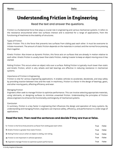 Understanding Friction in Engineering Reading Comprehension Passages ...