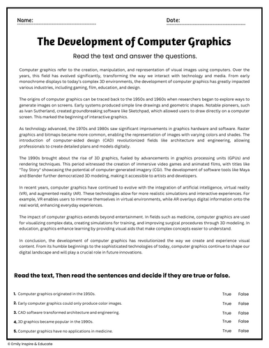 The Development of Computer Graphics Reading Comprehension Passages ...