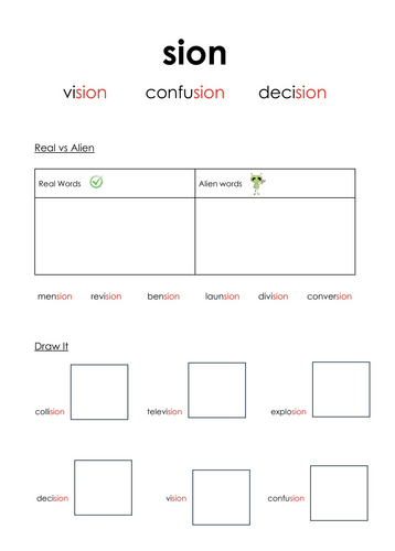 Phonics - sion sound worksheets - Read Write Inc | Teaching Resources