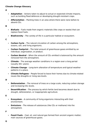 Climate Change Glossary