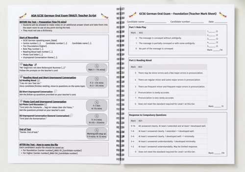 AQA German GCSE Oral Role Play Foundation | Teaching Resources