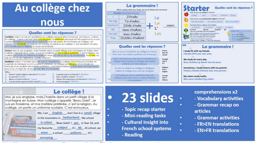 2026 French AQA GCSE Module 3.1 - Quelle est ta matière préférée