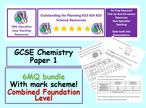 GCSE Chemistry Paper 1 6MQ Revision Bundle Combined Science Foundation ...