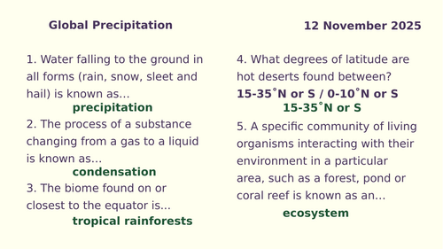 Y8 Ecosystems: Global precipitation