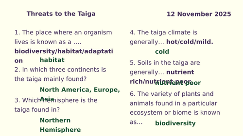Y8 Ecosystems: Threats to  Taiga