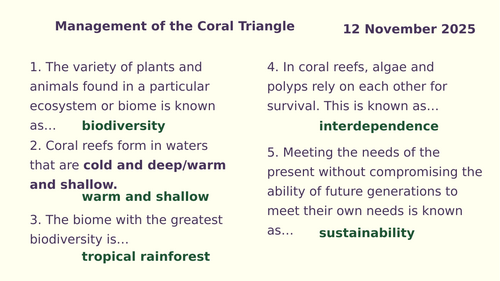 Y8 Ecosystems: Management of coral triangle