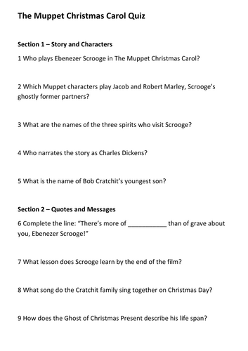 The Muppet Christmas Carol Quiz