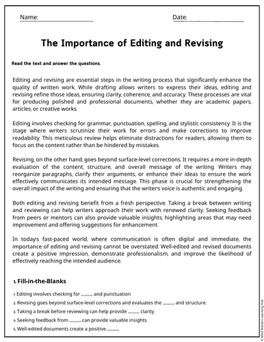 The Importance of Editing and Revising Reading Comprehension Passages ...