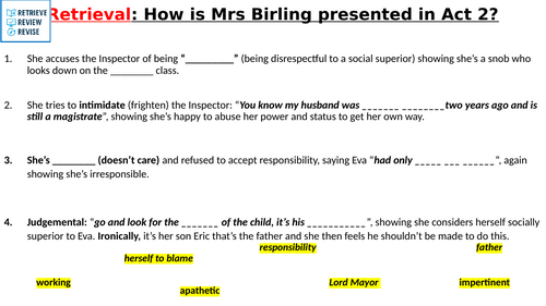 'An Inspector Calls' - Revision of Mrs Birling