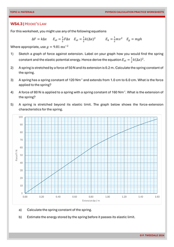 Edexcel A Level Physics - Materials Worksheets