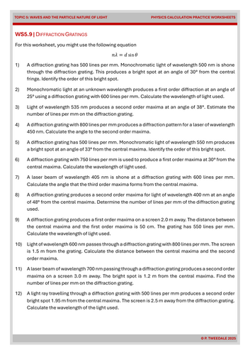 Edexcel A Level Physics - Waves Worksheets