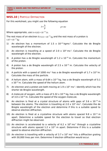Edexcel A Level Physics - Quantum Worksheets