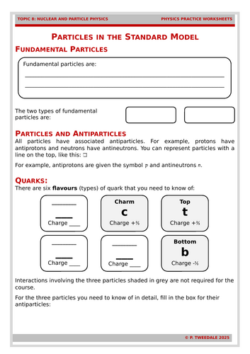 Edexcel A Level Physics - Particle Physics Worksheets