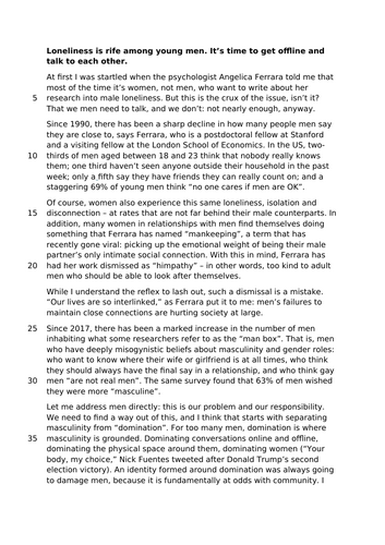 RUAE: Male Loneliness