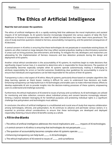 The Ethics of Artificial Intelligence Reading Comprehension Passages ...
