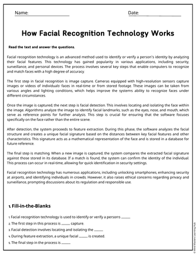 How Facial Recognition Technology Works Reading Comprehension Passages ...