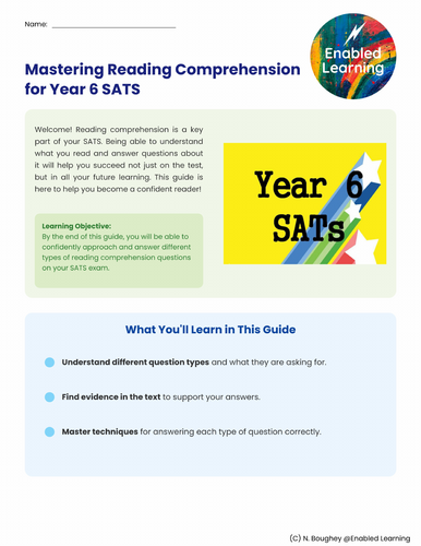 Year 6 SATS English Comprehension Skills Task Booklet