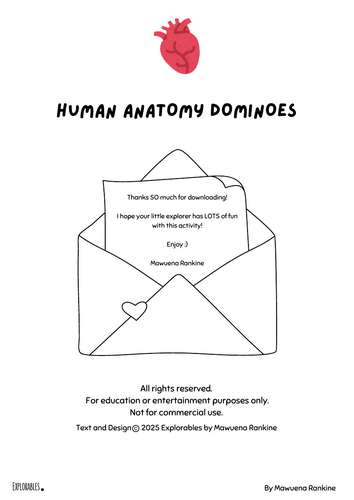 Human Anatomy Dominoes Game Digital Download Human Body Internal Organs ...