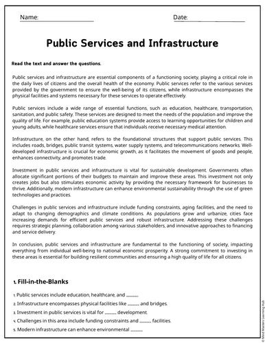 Public Services and Infrastructure Reading Comprehension Passages ...