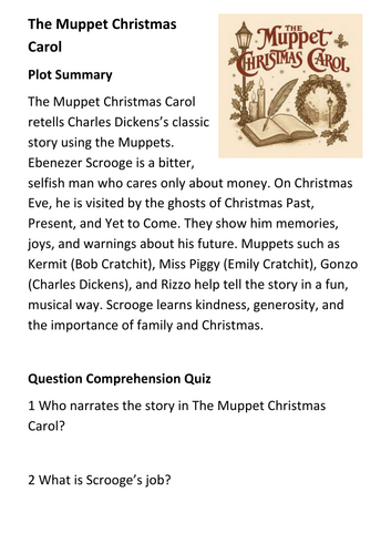 The Muppet Christmas Carol Plot Summary Activity