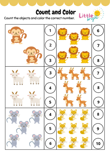 Counting & Colouring Maths Worksheet – EYFS / KS1 Early Maths Activity