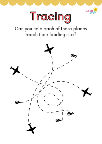 Tracing Planes Worksheet – EYFS / KS1 Fine Motor Skills and Pencil Control Activity