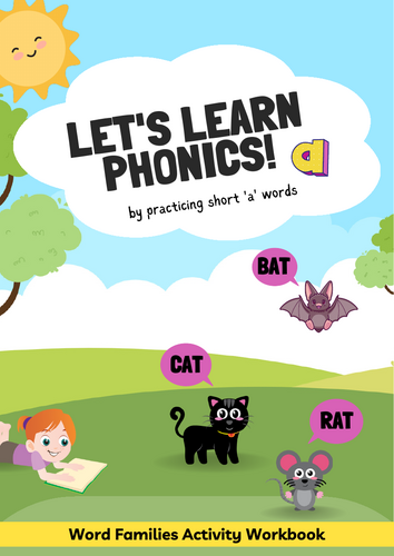 English Phonics Activity Workbook – Short ‘A’ Word Families (–AT, –AG, –AN, –AM, –AB, –AD)