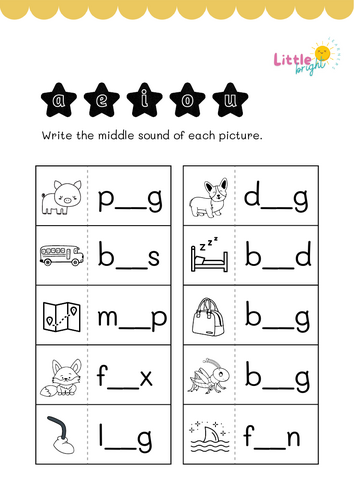 Short Vowel Worksheets A E I O U (CVC Word Practice) Teaching