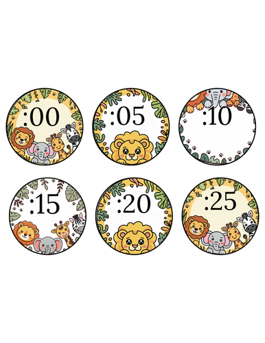 Zoo Animals Clock Cover | Safari-Themed Printable Classroom Decor for ...