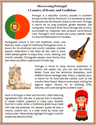 Portugal Reading Comprehension Pack: Culture, Landmarks & Traditions ...