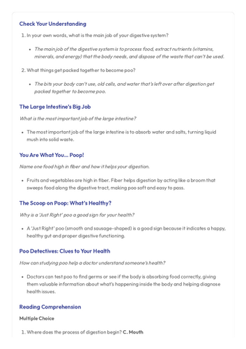 KS2 Year 6 SATS Style Comprehension Practice - All about Poo