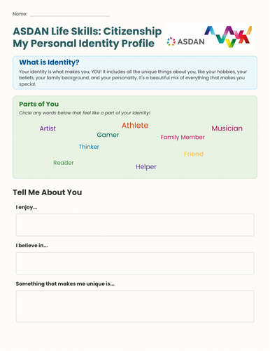 ASDAN Life Skills Challenge - Personality Identity and Preference