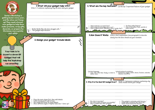 Elf Gadget Invention Challenge – KS2 Christmas DT & Writing Activity