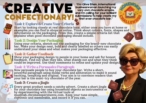 Creative Confectionary with Olive Stein! KS2 Homework Challenge