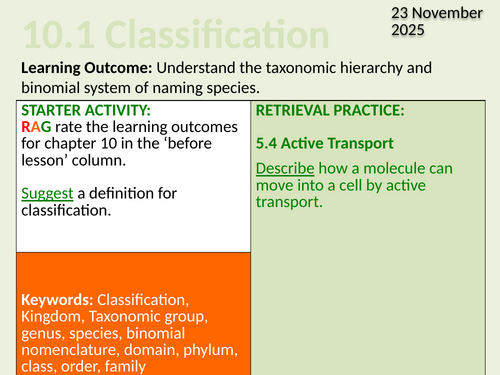 OCR Biology A- 10.1 Classification