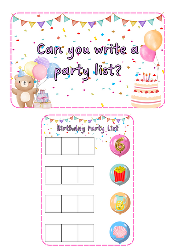 Birthday - Party Phonics CVC Words
