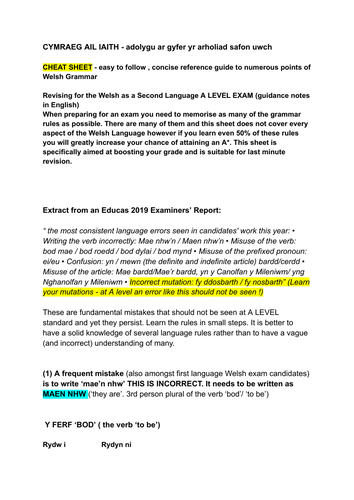 2nd Language Welsh Rules of Welsh Grammar set out in easy-to-follow ...