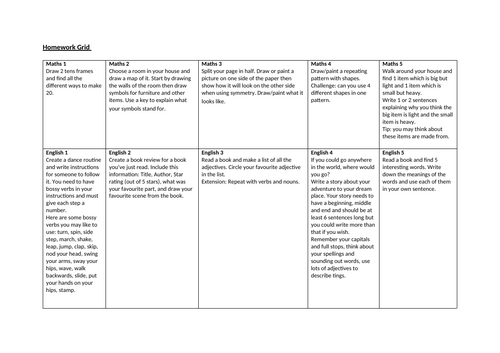 Primary Maths and English Homework or Fast Finisher Activities ...