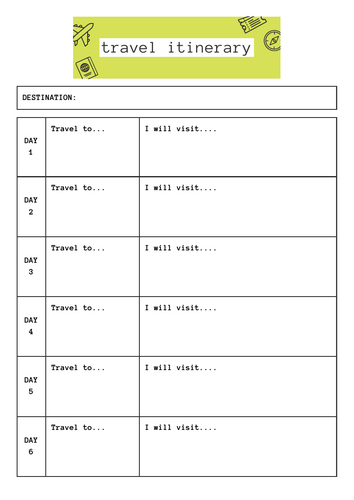 UK Travel Itinerary – KS2 Geography & Writing Lesson | Teaching Resources