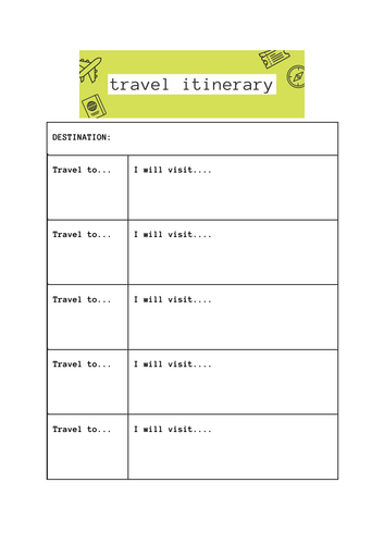 UK Travel Itinerary – KS2 Geography & Writing Lesson | Teaching Resources