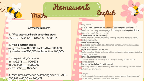 Year 5/6 Maths & English Homework Tasks | Teaching Resources